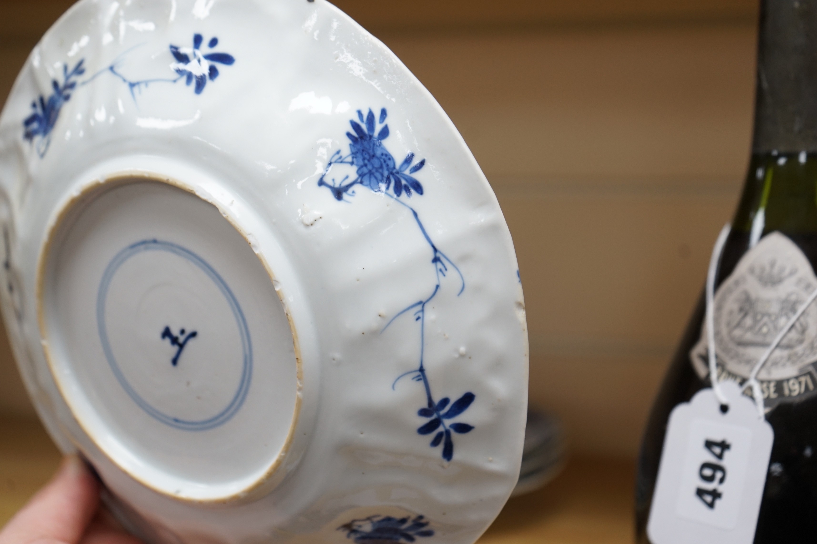 Eight Chinese blue and white octagonal plates, Kangxi period, 20.3 cm wide